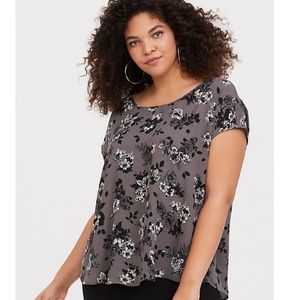 Grey floral cage back Georgette top